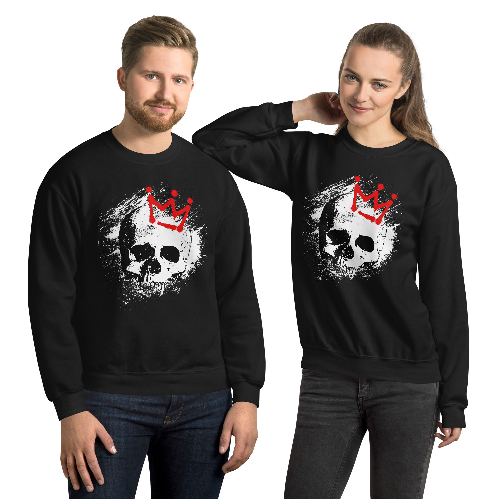 Unisex dressipluus must kolju ja punase krooniga