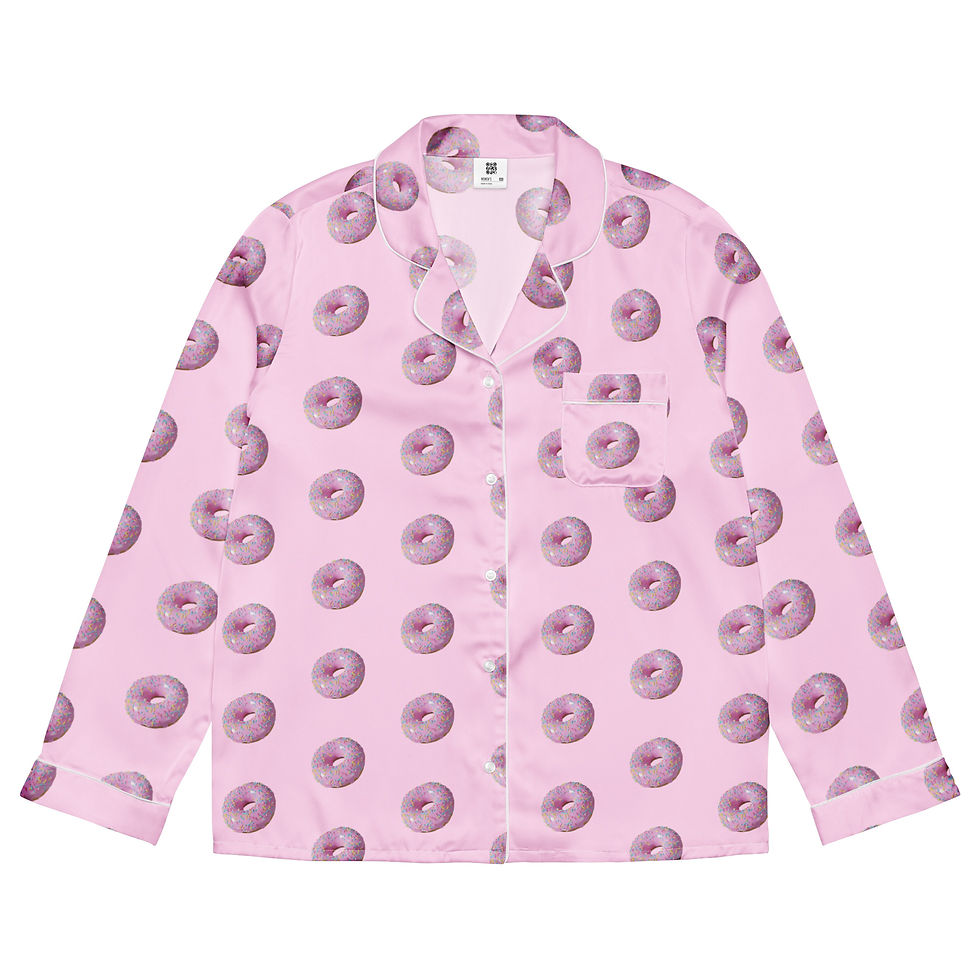 Thumbnail: Women’s long sleeve pajama top - Pink Donuts