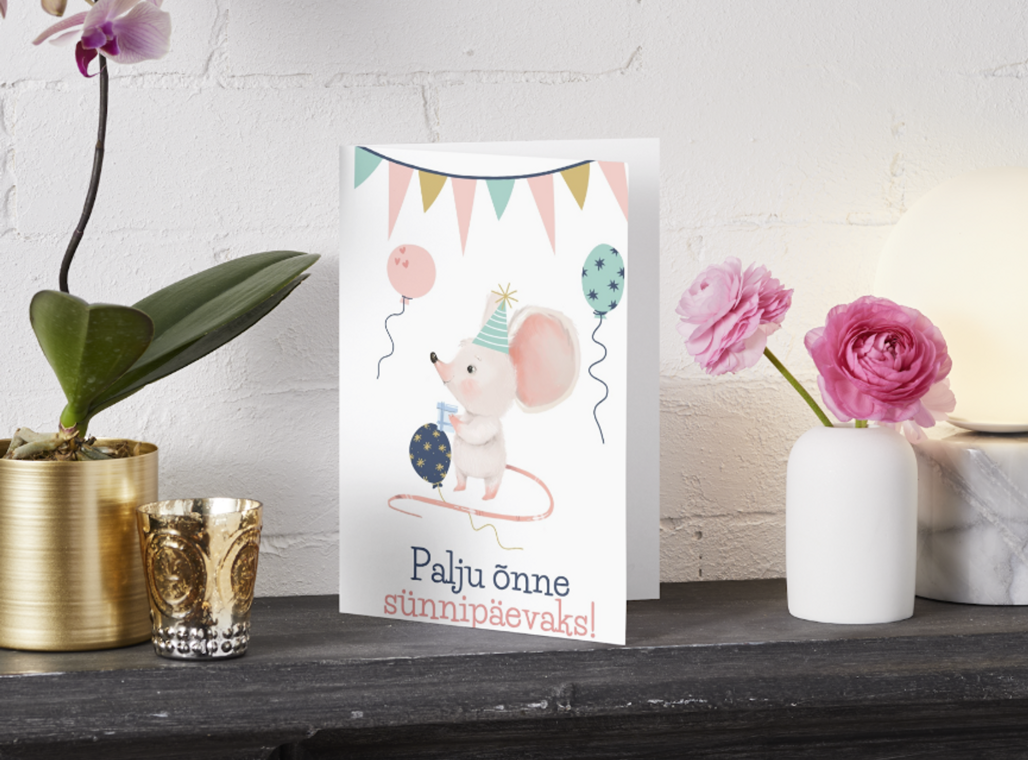 Palju õnne sünnipäevaks – Mouse, Greeting Card (12.5 × 17.6 cm), with Envelope