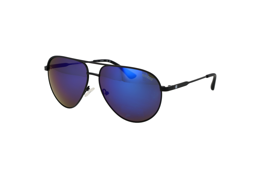 Guess GF5083 01X Sunglasses for Men – Black Metal Frame with Blue Mirrored Lense
