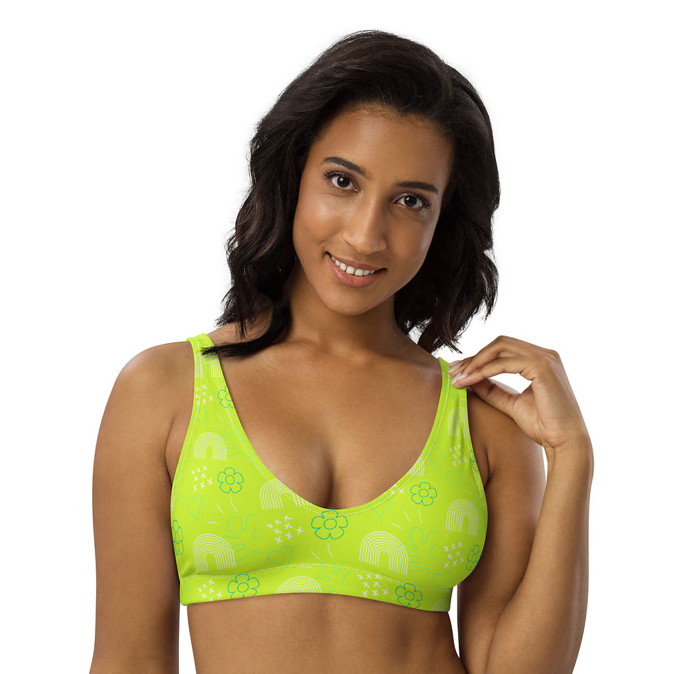 Thumbnail: Recycled padded bikini top - Green XY001