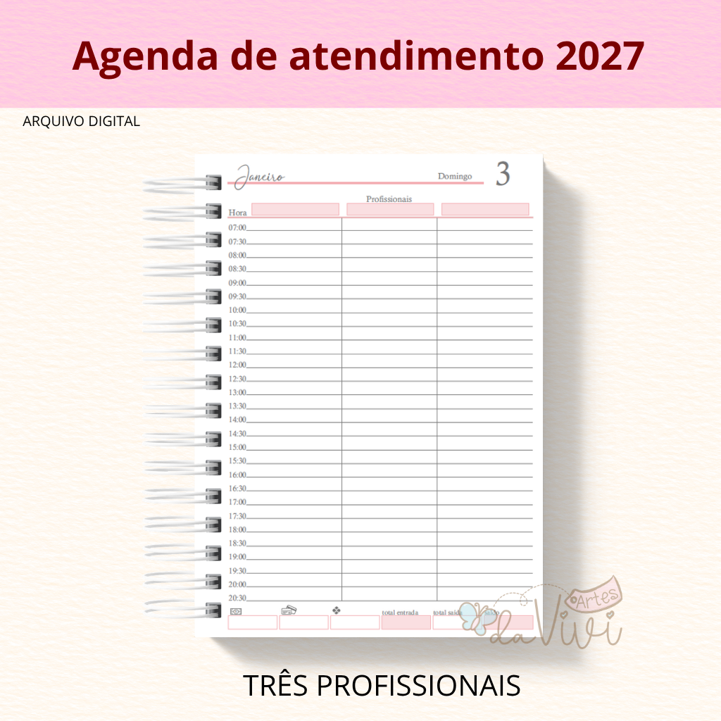 Agenda 3 profissionais - arquivo digital