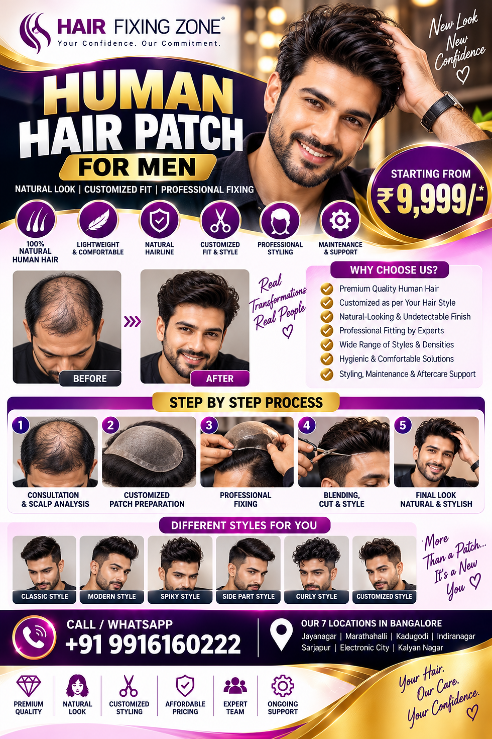 š„ HUMAN HAIR PATCH FOR MEN ā STARTING FROM ā¹9,999-