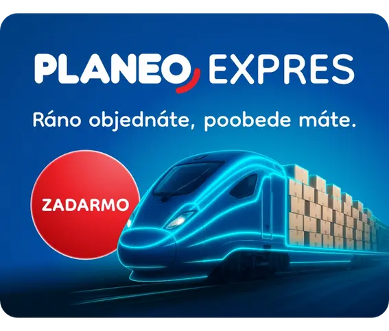 Rýchlik uháňajúci pre rýchle doručenie - príslub služby planeo express, reklamný banner pre sociálne siete.