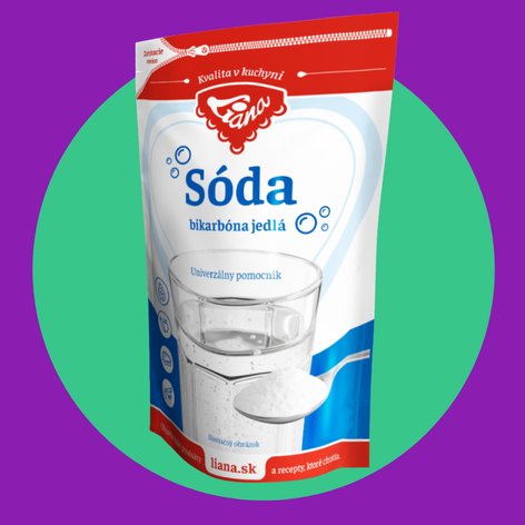 Sóda - obal na ktorom je pohár a sóda na lyžičke