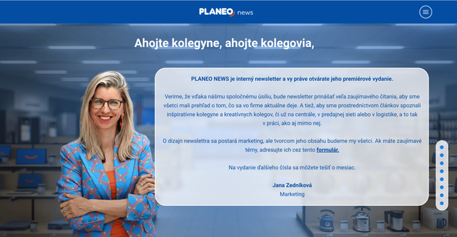 Ahojte kolegyne, ukážka interného newslettra Planeo