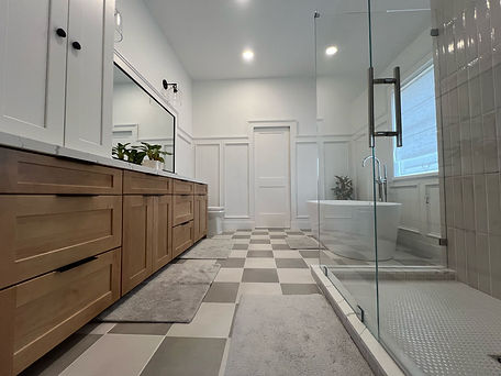 Luxurious bathroom remodel featuring a spa-style shower and elegant fixtures