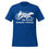 Thumbnail: Front of a true royal blue T-shirt with white printed Schuberg's Bar & Grill text and Horse rider logo. White text under logo "Big Rapids, Michigan."