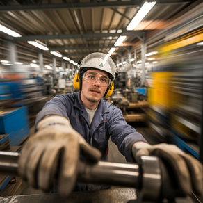 Worker in manufacturing with tight deadline