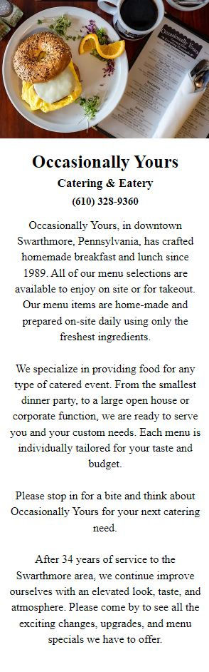 The mobile homepage features a video banner with text highlighting the restaurant’s family-owned business. Supporting imagery showcases the restaurant interior and food. The layout is optimized for mobile, with clear navigation, quick access to the menu, and a focus on visual storytelling to connect with visitors.