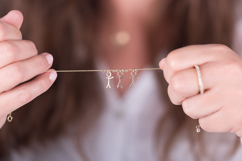 Thumbnail: Dainty 14K Yellow/White gold Boy and Girl Children Pendants necklace is the perfect Mothers gift : a new mom, Grandma.