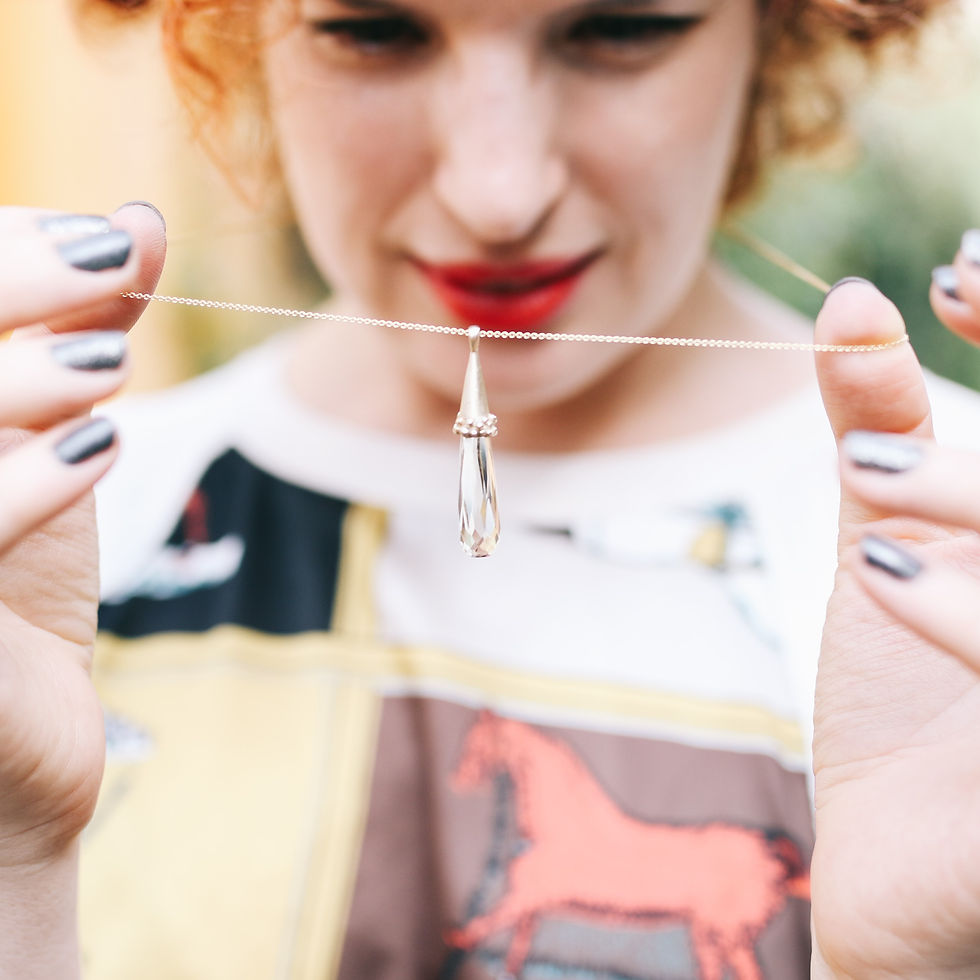 Thumbnail: DISTANT  JOURNEYS Drop Citrine pendant  Necklace