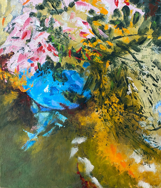 blauw vaasje 4 | olie op board | 30x35
