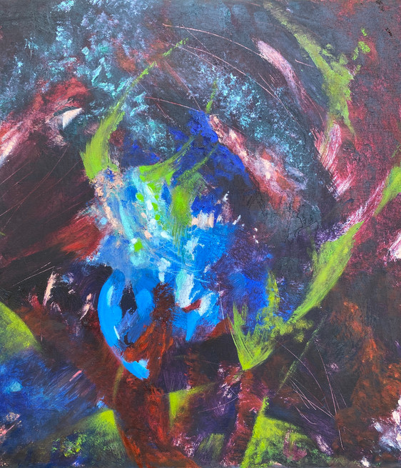 blauw vaasje 5 | olie op board | 35x40