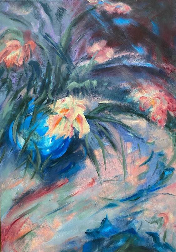 blauw vaasje 2 | olie op doek | 50x70