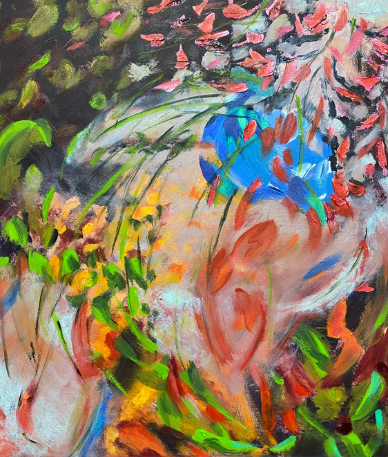 blauw vaasje 3 | olie op board | 35x40