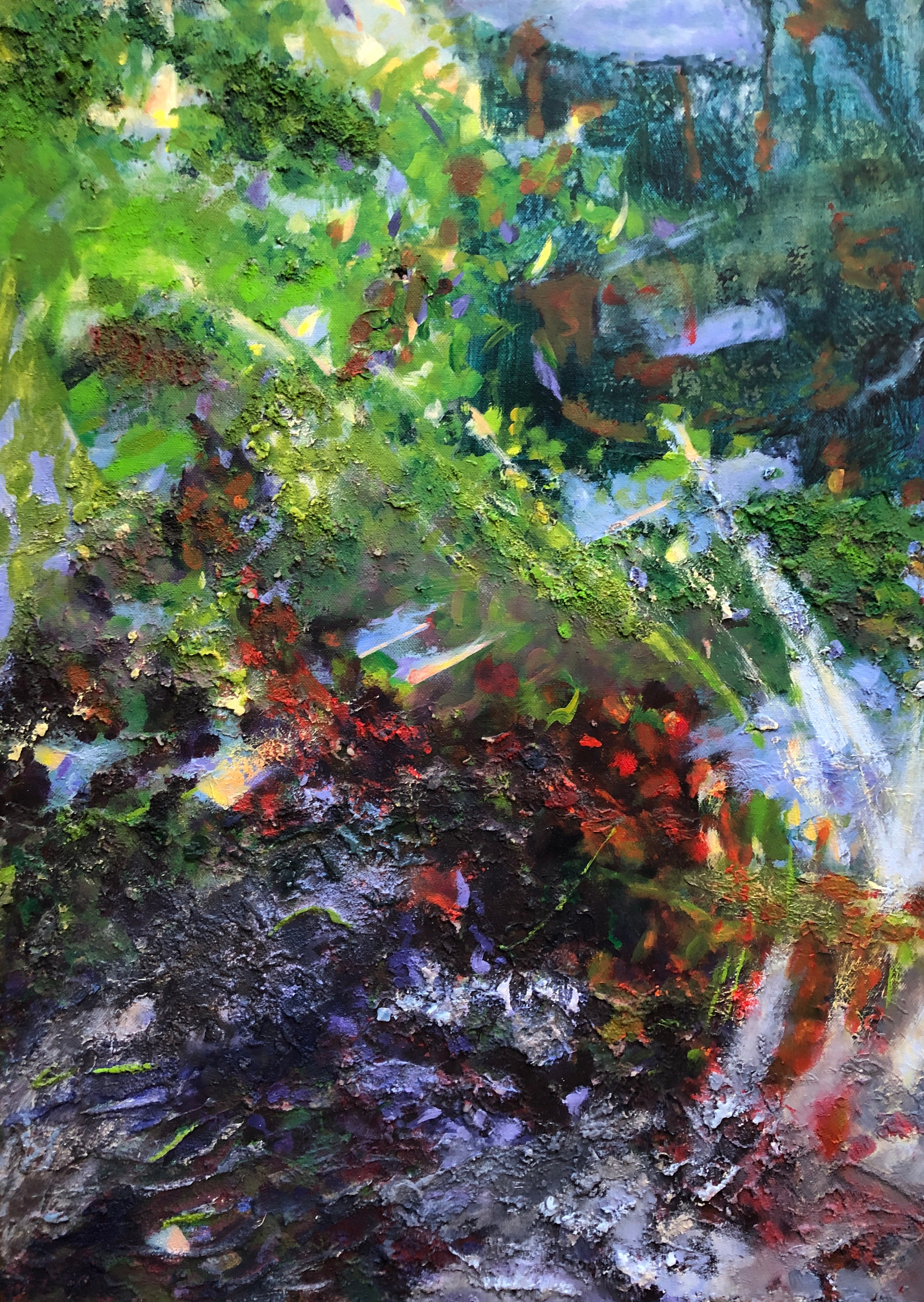 Gebladerte 2 | acryl, zand | 50x70