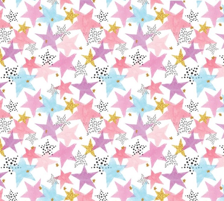 Etoile rose bleu et gold  Polaire soyeuse, Pol long