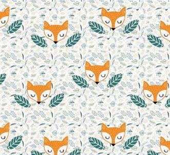 Renard et feuille fond blanc, Polaire Minky lisse