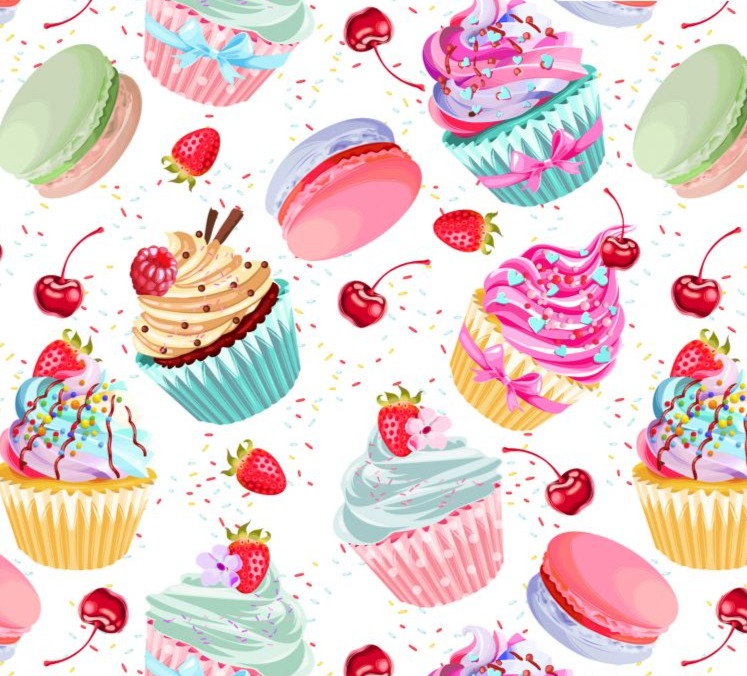 Cup cake fond blanc  Polaire soyeuse (poil long)