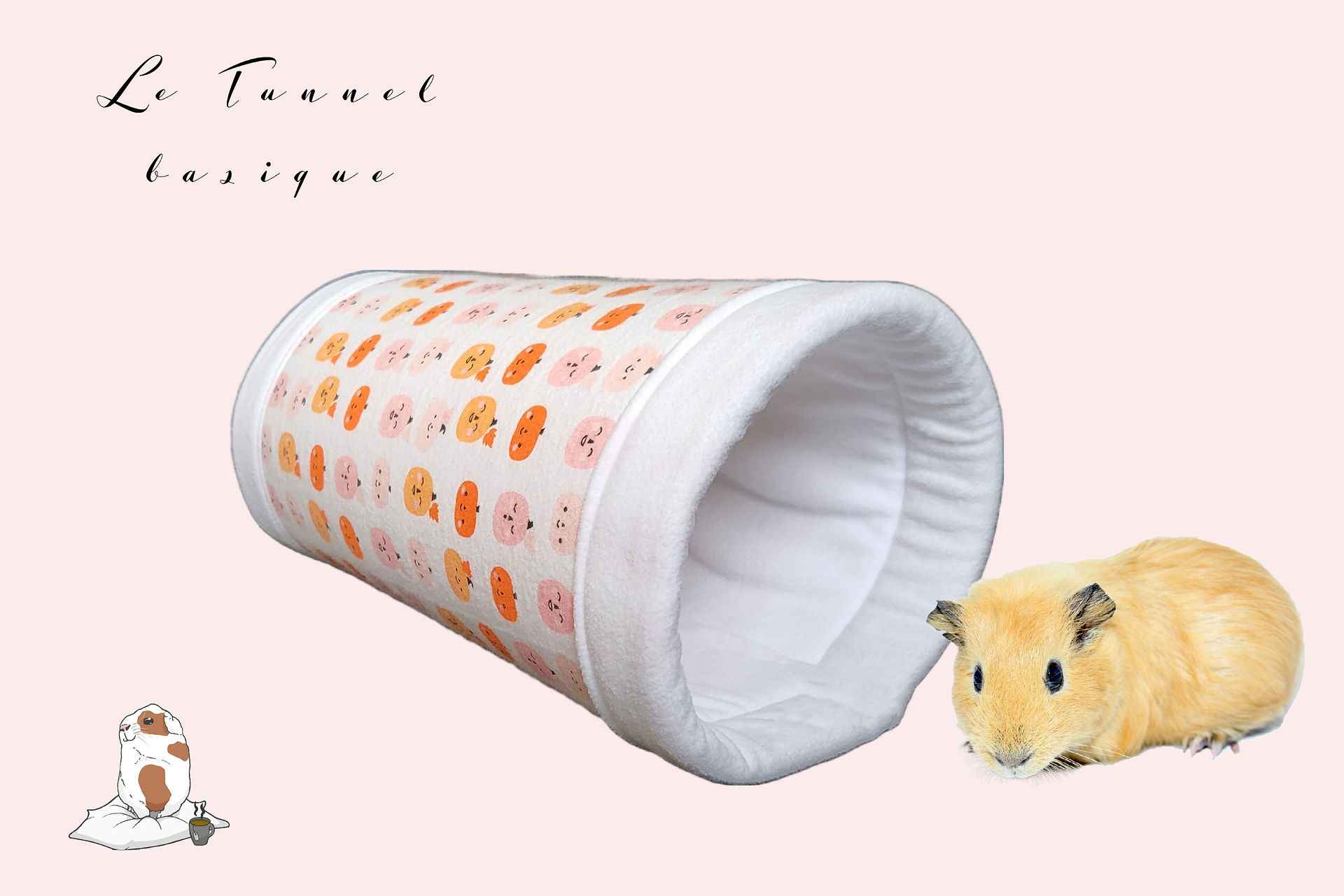 Le tunnel Basique en tissu pour cochon d'inde, chinchilla, rat, lapin, rongeur, furet, chaton