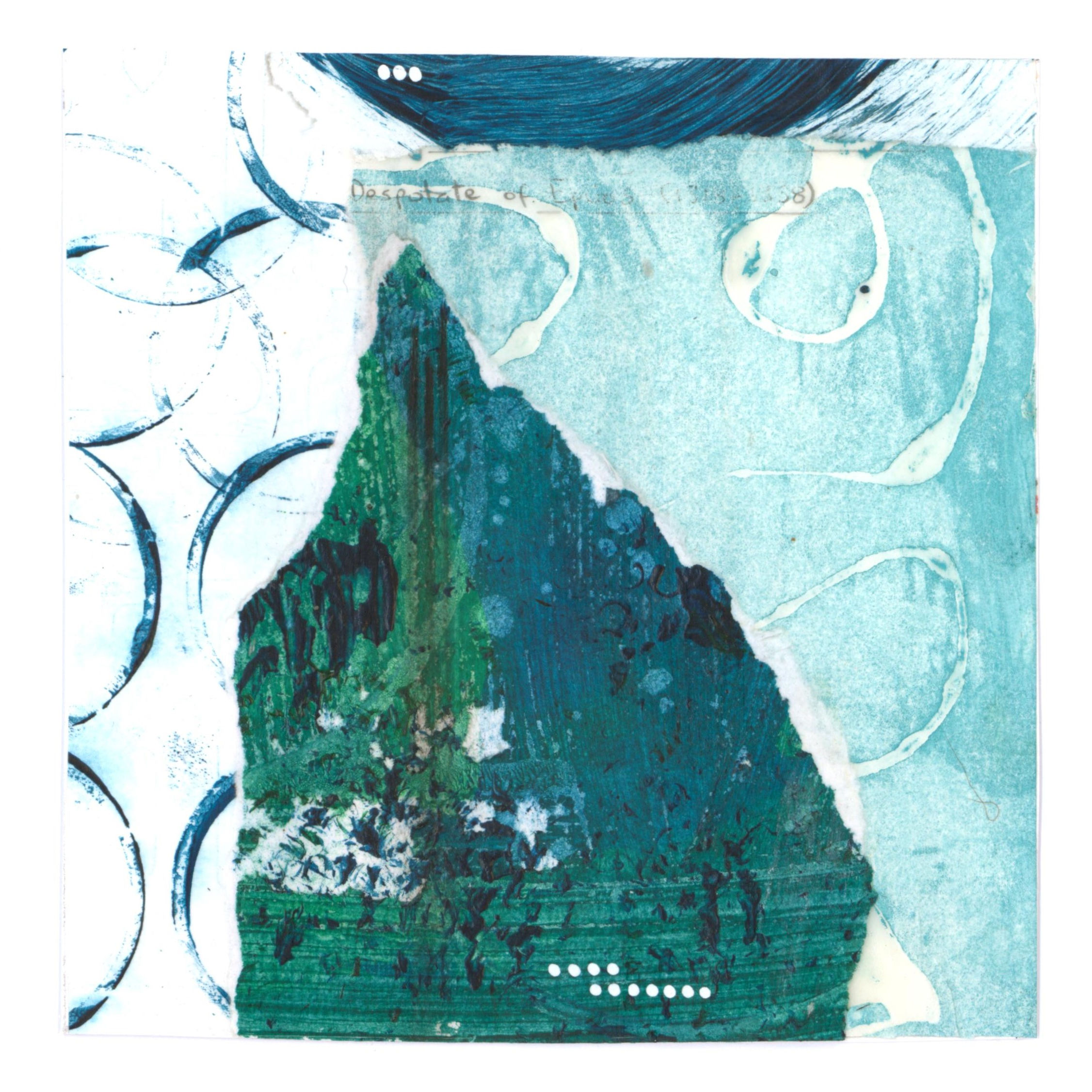 Coastal Azure #3, a blue mini abstract by Louise Brook, presented as a professional scan of the artwork