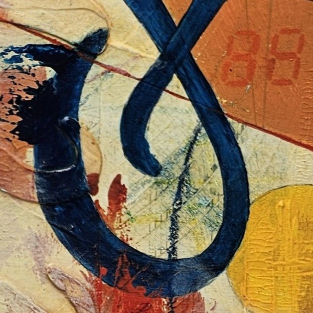 Thumbnail: From Marks to Meaning II... a close up detail (2) from an original abstract by Louise Brook, exploring symbols.