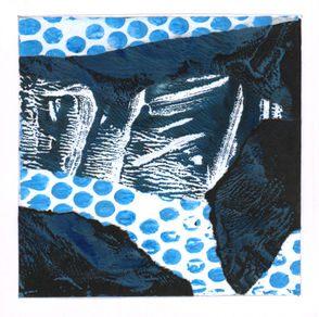 Into The Deep II. A mixed media collage mini original by Louise Brook.