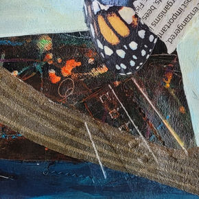 Detail from Twinflower. A bold mixed media painting, inspired to raise awareness of Biodiversity loss. 