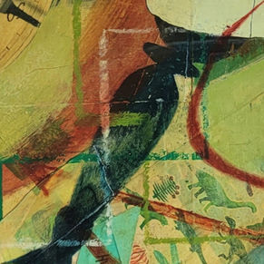Detail from Chronos I. An exciting, bold, green mixed media abstract inspired by Time. 