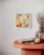 PEACE from the Gentle Reminders Collection by Louise Brook. A beautiful botanical mixed media abstract presented in a room