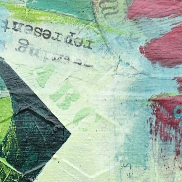 Thumbnail: From Marks to Meaning I... close up detail (2) from an original abstract by Louise Brook, exploring symbols.