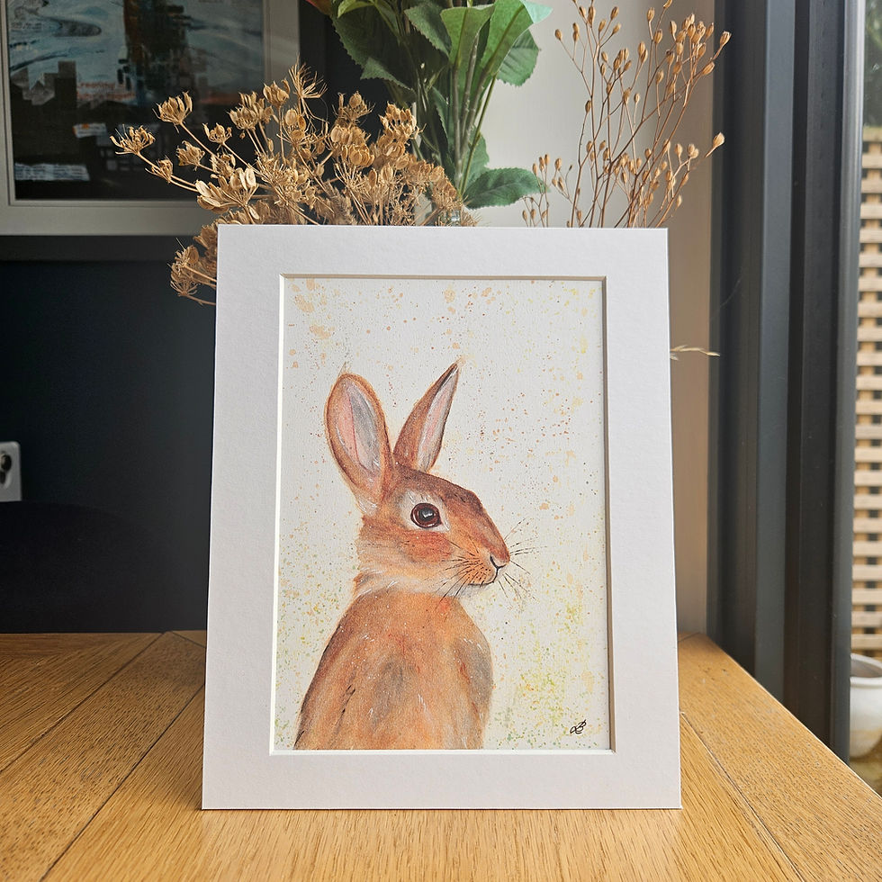 Thumbnail: Mounted A5 Print of a Wild Rabbit in Watercolour