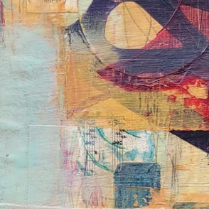 Detail from Bridges IV, a bold orange abstract inspired by the Evolution of Human intelligence.