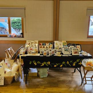 Louise Brook' stall at the KIngs Sutton Christmas Fayre in 2023. View from the front.