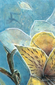Alstroemeria: Walking On Sunshine. Louise Brook 2026. Flat lay scan of artwork - detail 4.