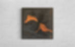 Playing with Fire III, a dramatic volcanic inspired semi abstract by Louise Brook. Presented in a gallery setting.