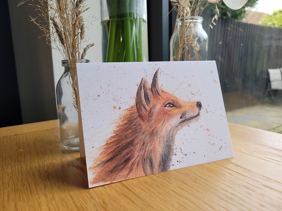 Thumbnail: Close up angle view of a wild fox (in profile) greetings card
