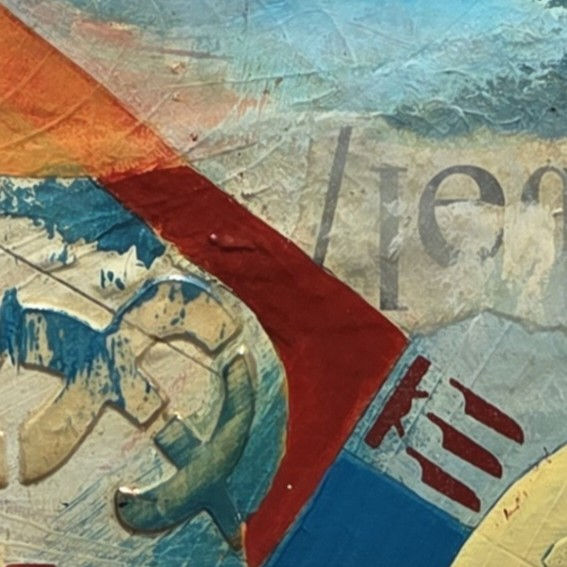 Thumbnail: From Marks to Meaning III... a close up detail (2) from an original abstract by Louise Brook, exploring symbols.