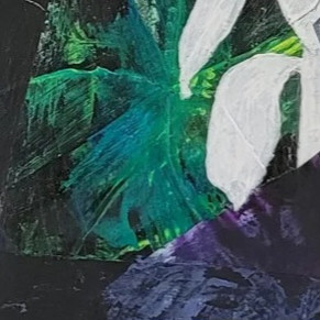 Detail from New Horizons I. A bold abstract painting by Louise Brook.