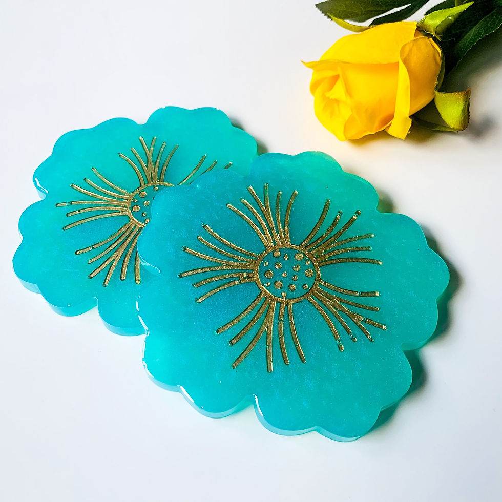 Teal Flower Table Coasters