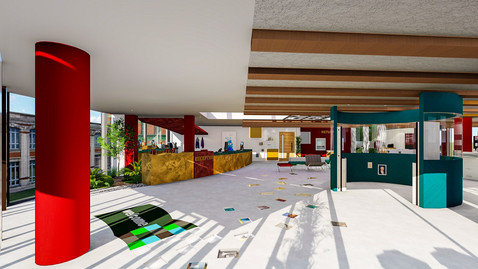 A rendering of Kimberlin Library foyer reception area entrance