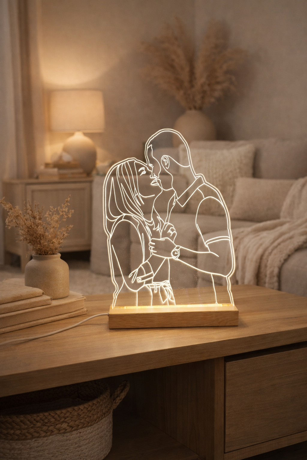 Lampe personnalisée en line art - acrylique gravée