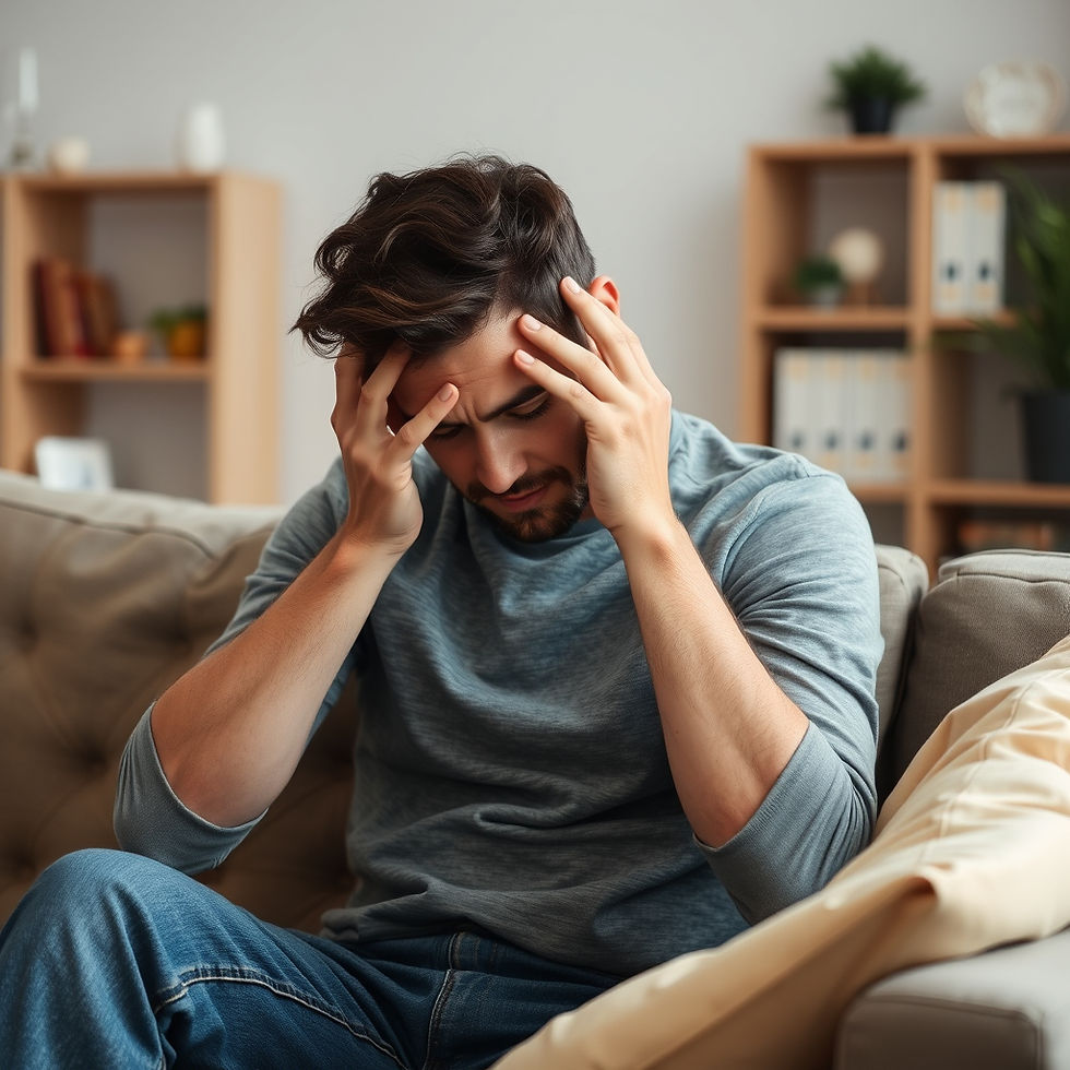 Man sitting with head in his hands