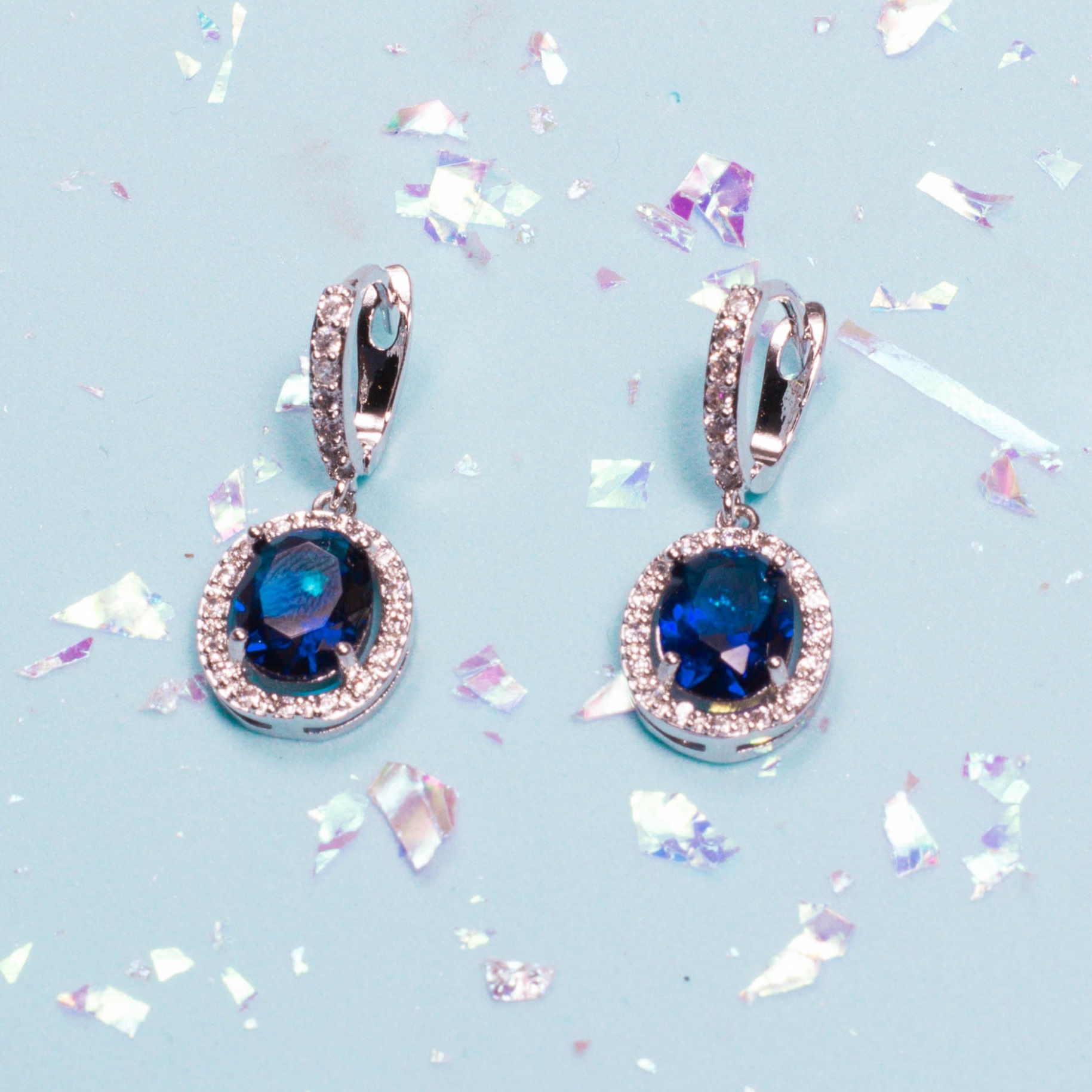 Aretes ovalo piedra azul