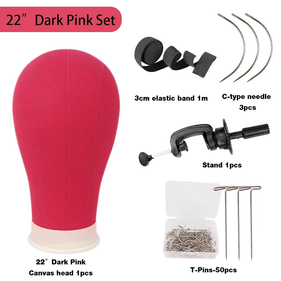 Miniatura: Nunify Mannequin Head Wig Stand Rose Pink 22"Canvas Head 21-25" Wig Head Stand