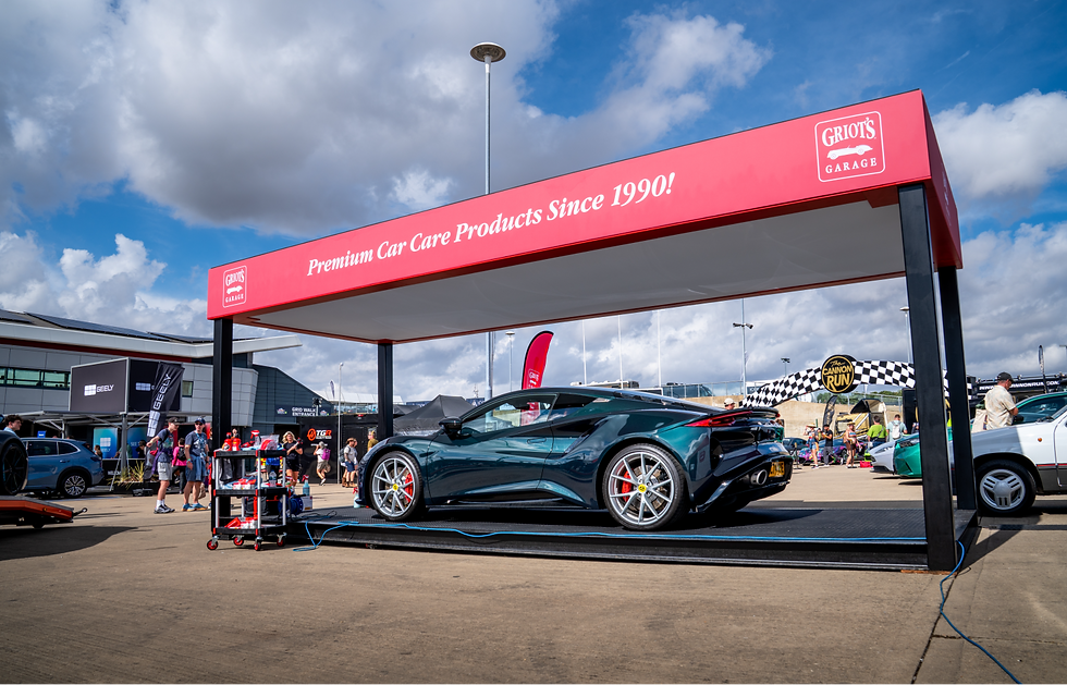 Griot's Garage Lounge and open-sided Showroom units side by side at CarFest 2026