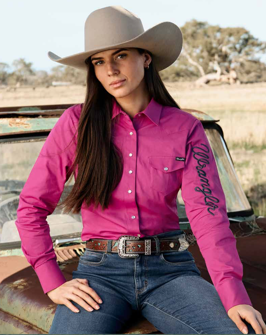 copy of Women’s Logo Long Sleeve Drill Shirt Magenta
