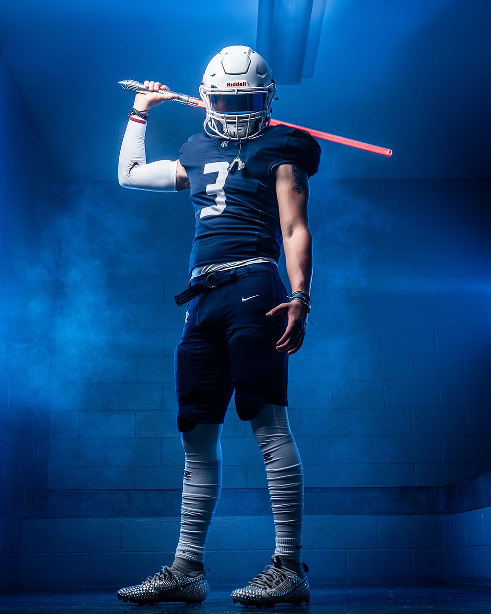 Football player in blue uniform