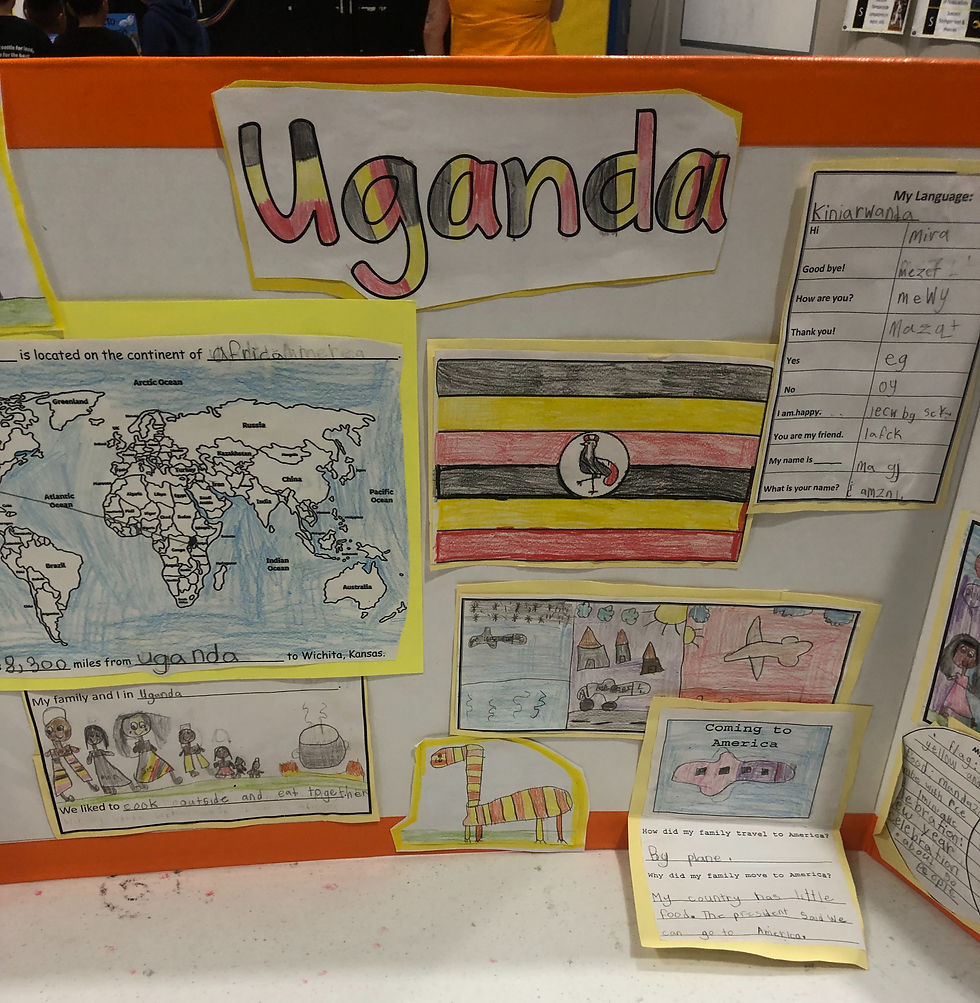 Ugandan Flag, location of Uganda on World Map, Family cooked outside and ate together, came to America by air
